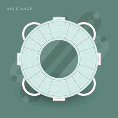 Rubber tube for safety in swimming pool plat icon.