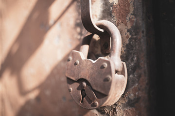 padlock on an old door