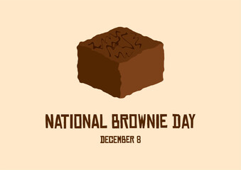 National Brownie Day vector. Chocolate Brownie vector. Sweet chocolate pastry icon. American food holiday. Brownie Day Poster, December 8. Important day