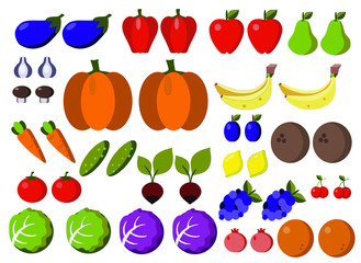 vector objects, fruits and vegetables