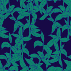 Sketch branch of leaves by hand on an isolated background seamless pattern