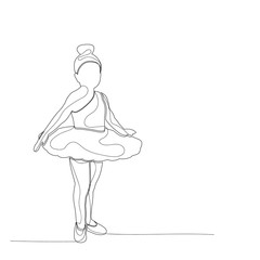  isolated, sketch with lines dancing little girl ballerina, ballet