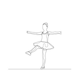 vector, isolated, sketch with lines dancing little ballet girl