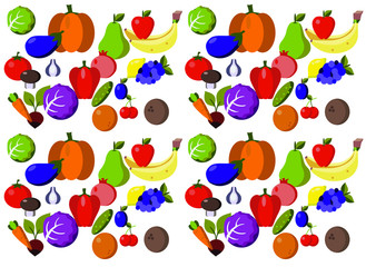 vector illustration, pattern with fruits and vegetables