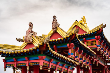 Pagoda colorful roof, buddistic church, asian style