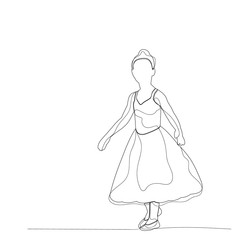 Fototapeta na wymiar sketch with lines dancing little girl ballerina, ballet