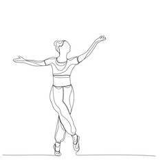 isolated, sketch with lines a dancing girl