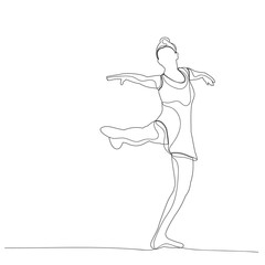 vector, isolated, sketch with lines a dancing girl