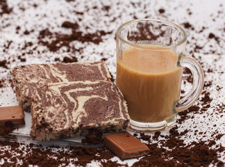 Greek halvah vanilla-cocoa with chocolate and caramel milk with