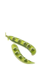 pea pods isolated on a white background. Green peas