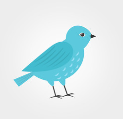 Blue bird, flat design.