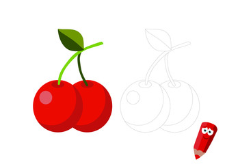 coloring pages for kids, logic games for kids (vegetables and fruits)