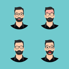 Flat Character Set Bread Man Vector