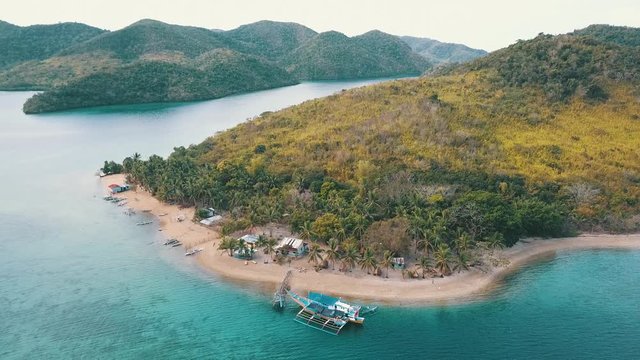 bangka boat docket  on a beach in the Philippines