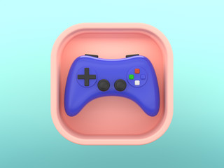 3d rendering square icon pink green background video games joystick © NARUEDOL