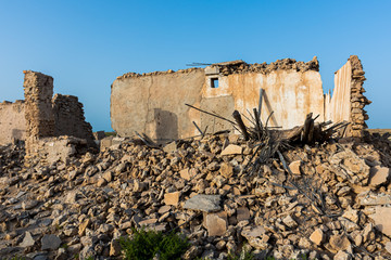 Abandoned Building with broken walls and windows 