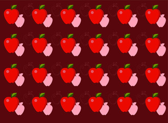 abstract red apple on red background, pattern