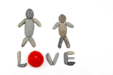 made of stones little men with the inscription 