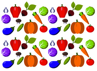 pattern with vegetables on a white background