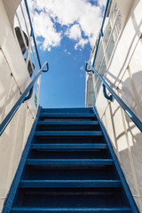 Climbing on the ship gangway