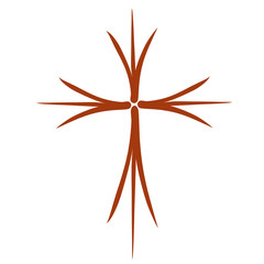 Obraz na płótnie Canvas Christian cross from triple lines, brown abstract pattern