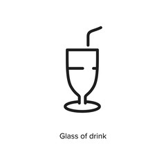 Glass of drink linear icon vector illustration on white background