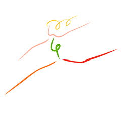 girl makes a big jump, abstract creative pattern