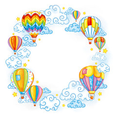 Hot-air ballon in flight