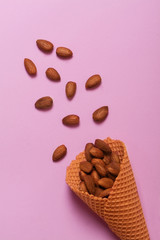 Almonds in ice cream cone