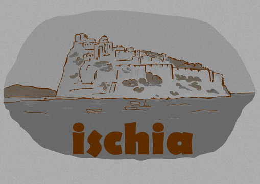 Vintage illustration of Ischia Island