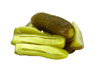 Pickled cucumbers on a white background isolated.