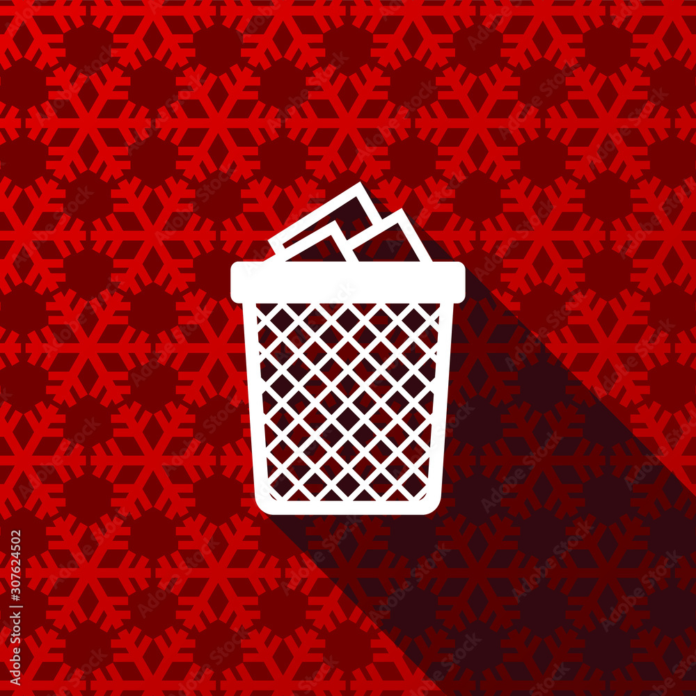 Aufkleber trash can flat design christmas and winter concept vector icon with snowflakes