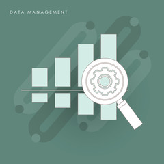 Flat design concept of business big data analysis, global analytics, financial research report.