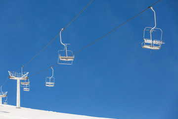 A ski lift a for transporting skiers up a hill.