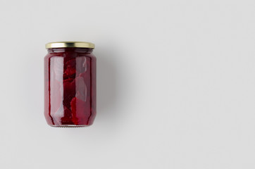 Pickled beets jar mockup. Top view.