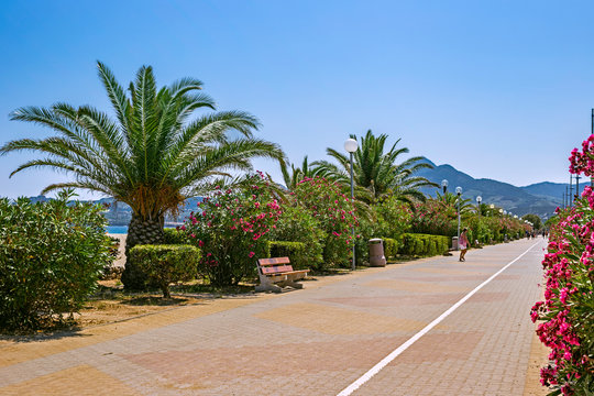 A promenade street in Argeles sur Mer, Languedoc-Roussillon, France