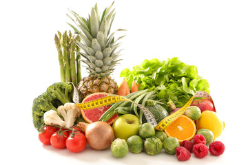 fruit and vegetable isolated on white background