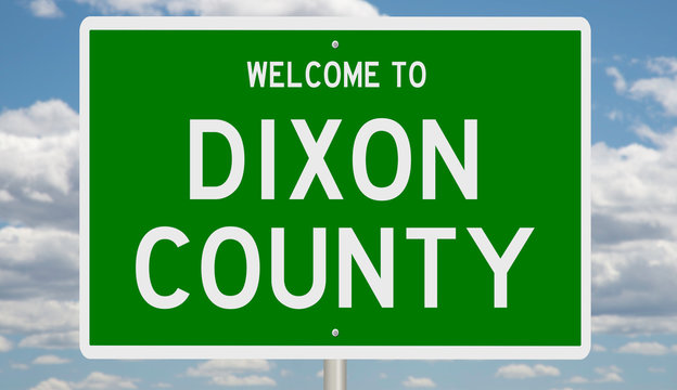 Rendering Of A 3d Green Highway Sign For Dixon County