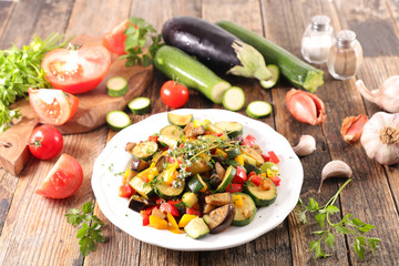ratatouille, fried vegetable with thyme