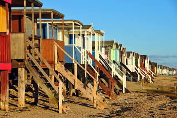 Thorpe Bay beach huts, Southend on Sea, Essex, England, United Kingdom