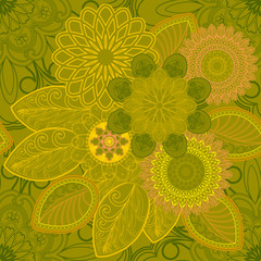     Bright seamless pattern with oriental abstract ornaments