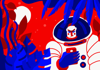 Astronaut on planet in tropical forest © Sophia