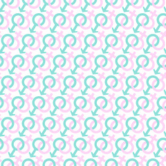 Venus mars symbol icon seamless pattern. Men and women gender icon background