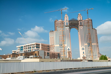 ABU DHABI, UAE - DECEMBER 8, 2016: Fairmont Marina Abu Dhabi building on a sunny day