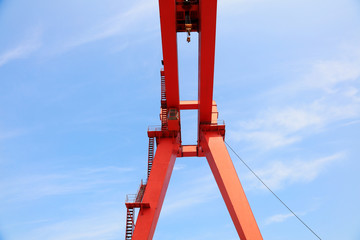 Gantry Crane Bracket in Blue Sky Background