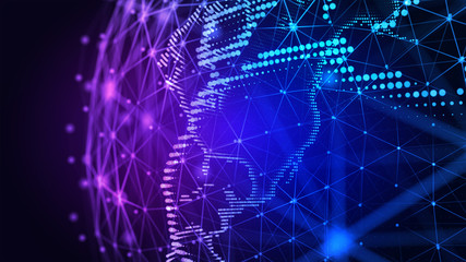 Obraz premium Connection lines Around Earth Globe. Background with Light Effect. Global International Connectivity Background. 3D illustration.