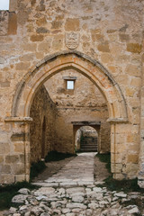 Fototapeta na wymiar Interior of a medieval stone church