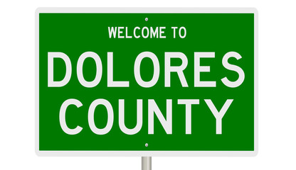 Rendering of a 3d green highway sign for Dolores County