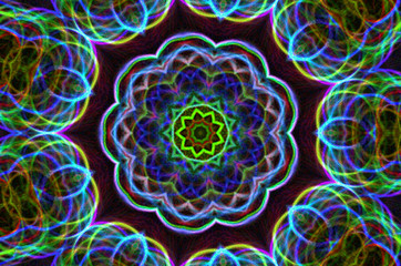 Dreamy style virtual kaleidoscope mandala for graphic resources, texture or background.