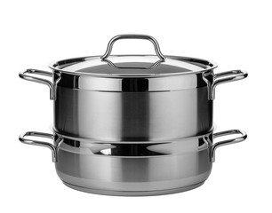 Stainless steel pot isolated on white background
